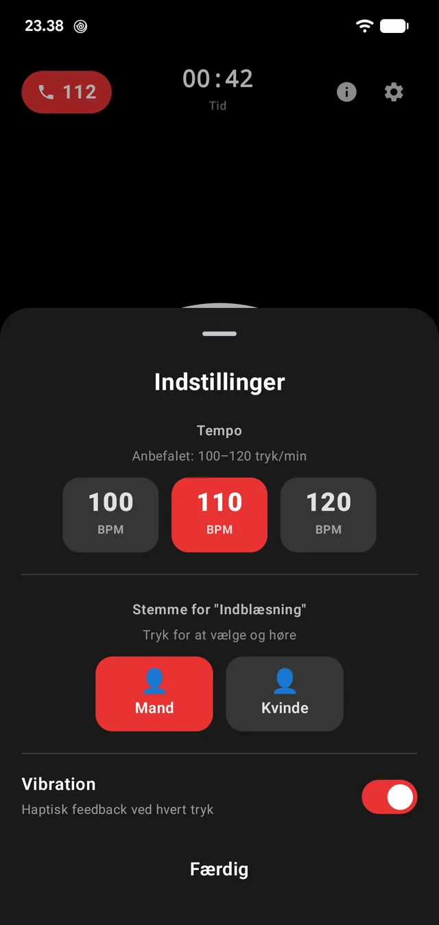 100, 110 eller 120 tryk i minuttet — de tre der ligger inden for retningslinjerne.
