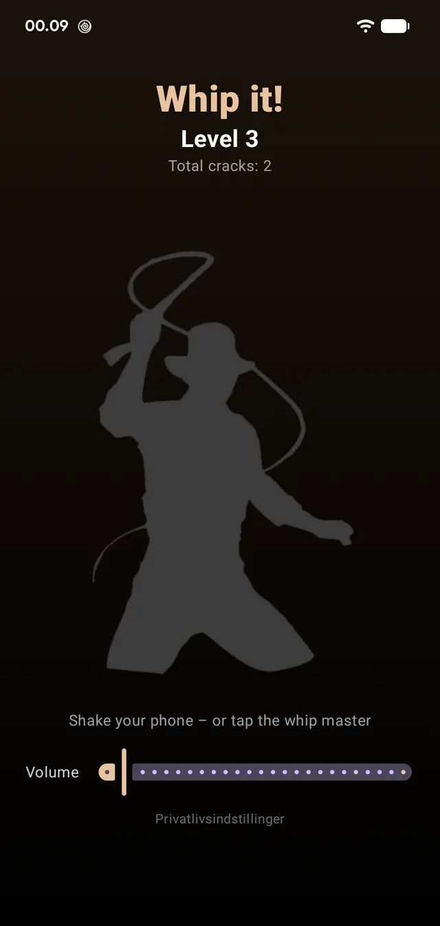 The whip master, the counter and the volume. Shake or tap.