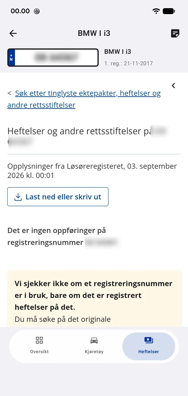The register: 'no entries found' — with the register's own caveat.