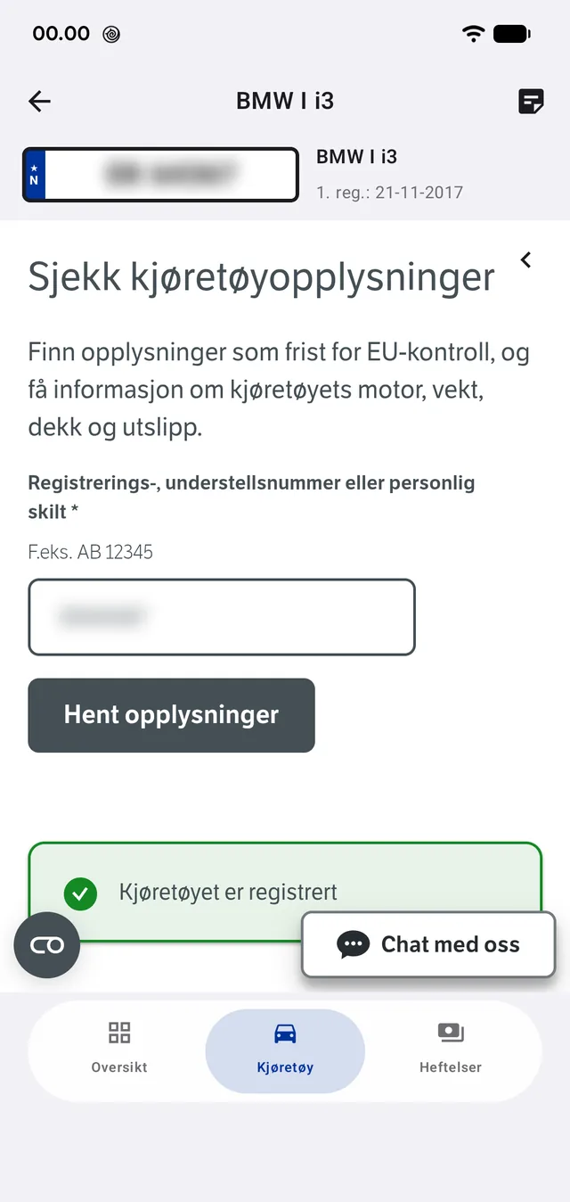The Public Roads Administration's own lookup, filled in by the app.