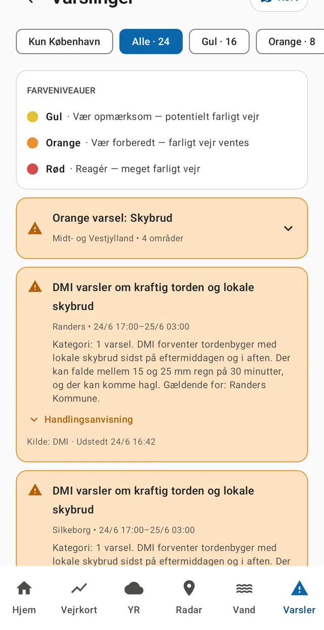 The same warnings as a list, with DMI's own text and advice.