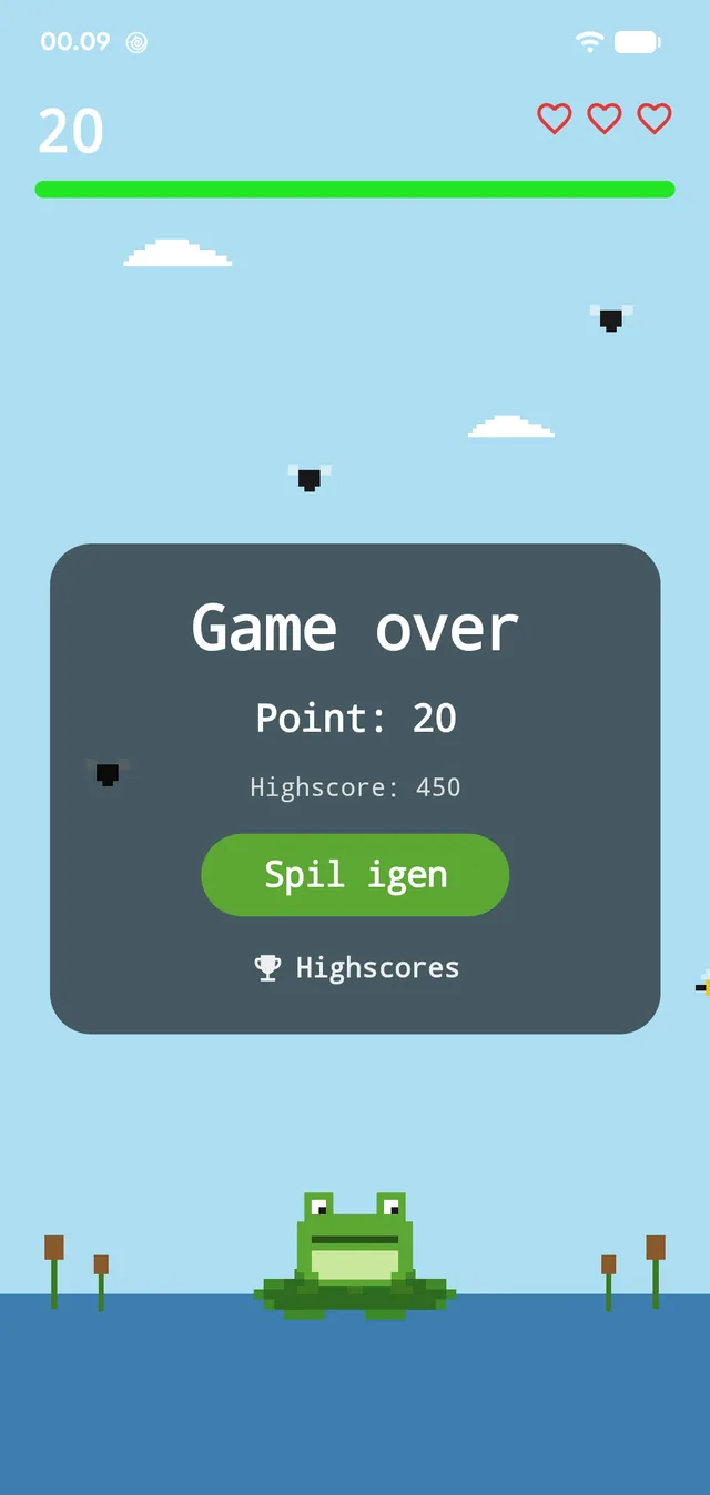 Game over: the round's score held against the record.